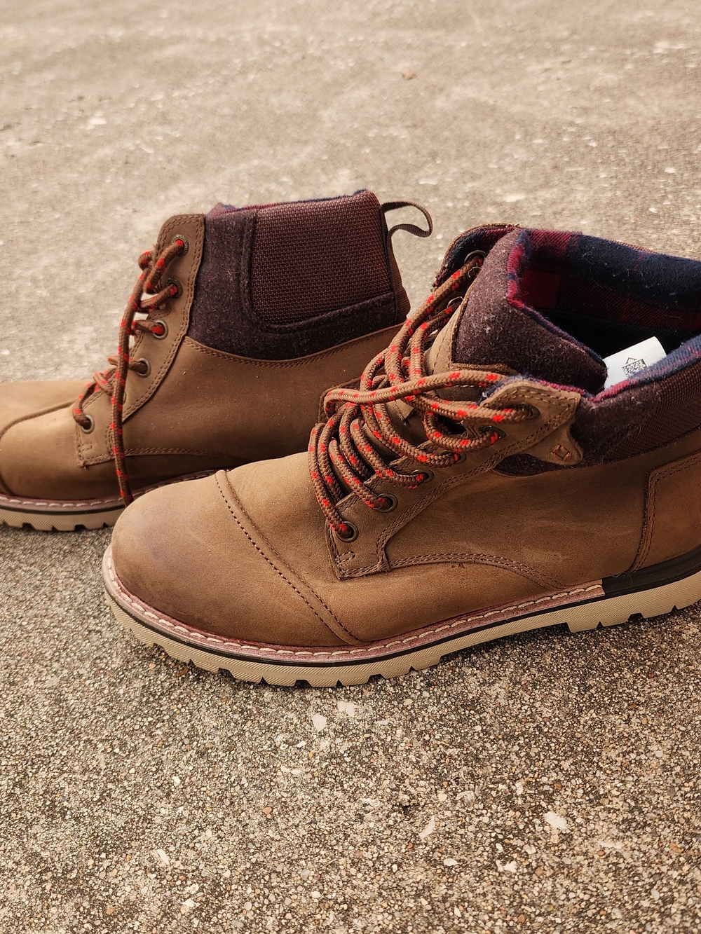 Toms Ashland Brown and Red Lace-Up Men's Work Boots